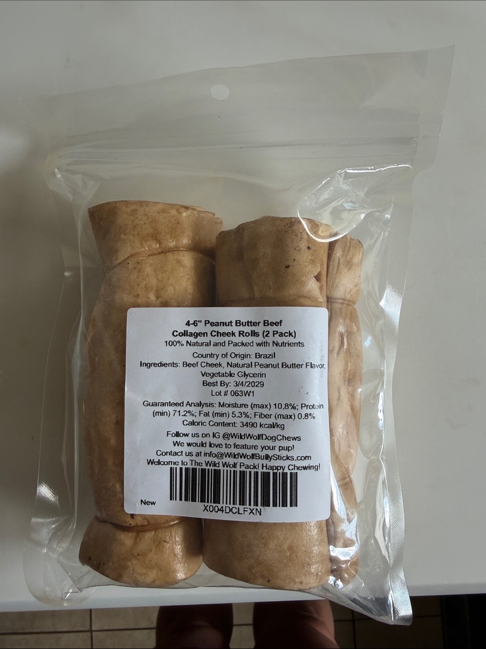 Peanut Butter Beef Collagen Cheek Rolls - Brown (2 Pack)